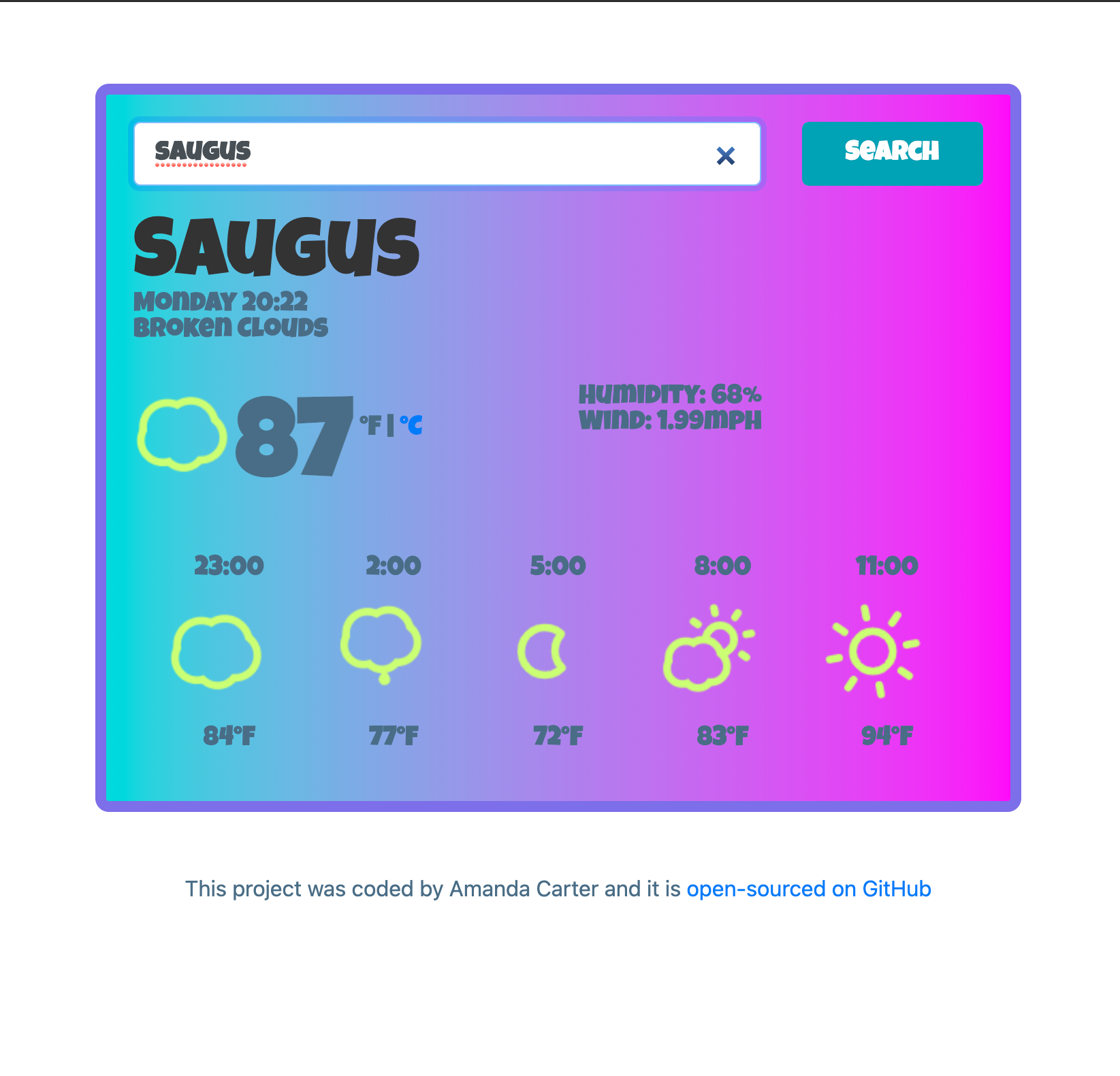 Weather app using React